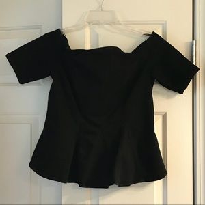 Off shoulder denim peplum top